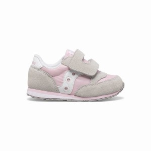 Kids' Saucony Baby Jazz Hook & Loop Sneakers Grey / Pink / White | UAE S05381-T20