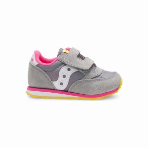 Kids' Saucony Baby Jazz Hook & Loop Sneakers Grey / Pink | UAE S73169-Y43