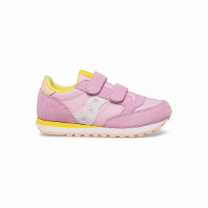 Kids' Saucony Jazz Double Hook & Loop Sneakers Pink / Yellow / Coral | UAE S06952-A20