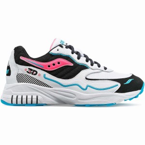 Men's Saucony 3D Grid Hurricane Sneakers White / Black / Pink | UAE S49732-Q32