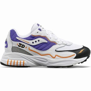 Men's Saucony 3D Grid Hurricane Sneakers White / Purple | UAE S23680-E70