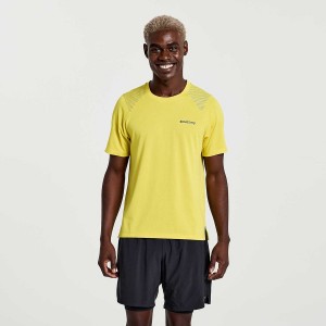 Men's Saucony Elevate Short Sleeve T Shirts Yellow | UAE S75940-C02