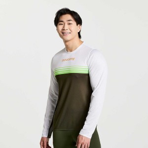 Men's Saucony Elite Long Sleeve T Shirts Umbra | UAE S02786-P30