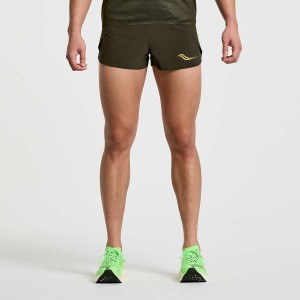 Men's Saucony Elite Split Shorts Umbra | UAE S67542-X68