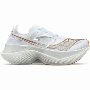 Men's Saucony Endorphin Elite Running Shoes White / Gold | UAE S12397-K42