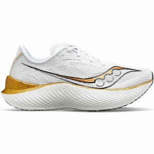 Men's Saucony Endorphin Pro 3 Running Shoes White / Gold | UAE S90618-J18