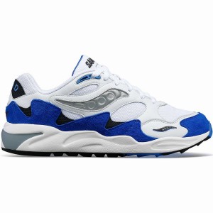 Men's Saucony Grid Shadow 2 Sneakers White / Blue | UAE S31602-X18