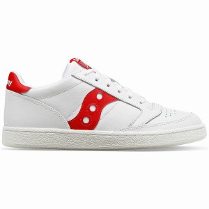 Men's Saucony Jazz Court PU Sneakers White / Red | UAE S32608-Q86