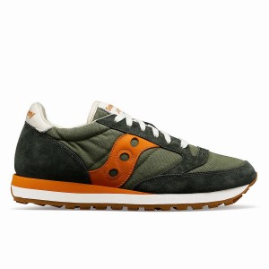 Men's Saucony Jazz Original Stonewash Sneakers Olive / Orange | UAE S95648-R92