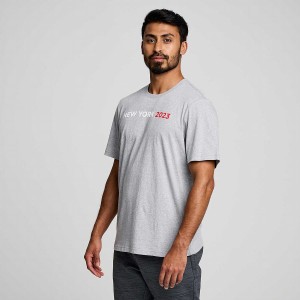 Men's Saucony New York Rested T Shirts Grey | UAE S91437-P63