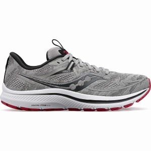 Men's Saucony Omni 21 Wide Running Shoes Grey / Dark Red | UAE S04687-R13