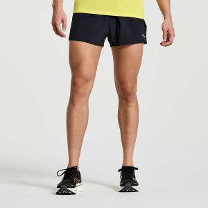 Men's Saucony Outpace 2.5" Split Shorts Black | UAE S92513-V40