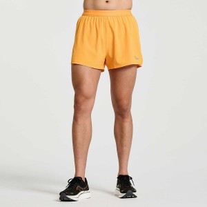 Men's Saucony Outpace 2.5" Split Shorts Yellow | UAE S30871-Z26