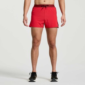 Men's Saucony Outpace 3" Shorts Red | UAE S93078-H84