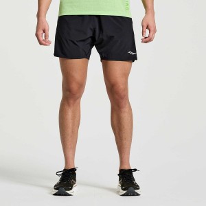 Men's Saucony Outpace 5" Shorts Black | UAE S87103-M17