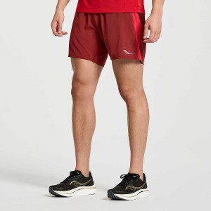 Men's Saucony Outpace 5" Shorts Red | UAE S03159-B38