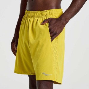 Men's Saucony Outpace 7" Shorts Yellow | UAE S95431-P96