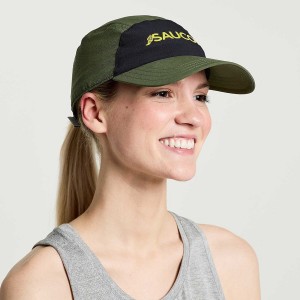 Men's Saucony Outpace Hats Dark Green | UAE S32579-P58