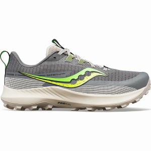 Men's Saucony Peregrine 13 Running Shoes Grey / Green | UAE S15309-Y41