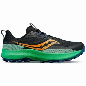 Men's Saucony Peregrine 13 Running Shoes Black / Green | UAE S30892-X48