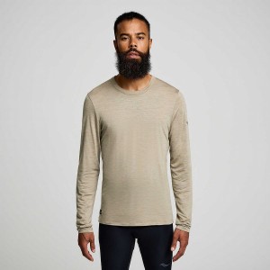 Men's Saucony Peregrine Merino Long Sleeve T Shirts Coffee | UAE S59217-G48