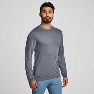 Men's Saucony Peregrine Merino Long Sleeve T Shirts Blue | UAE S62470-J42