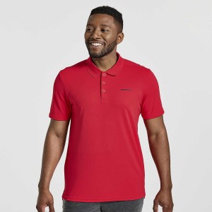 Men's Saucony Polo T Shirts Red | UAE S70412-F26