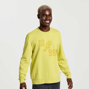 Men's Saucony Rested Crewneck Sweatshirt Yellow | UAE S70328-N83