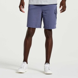 Men's Saucony Rested Sweat Shorts Blue | UAE S73689-V12