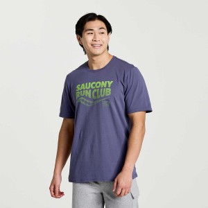 Men's Saucony Rested T Shirts Blue | UAE S60354-R84