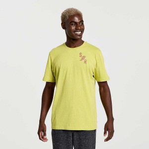 Men's Saucony Rested T Shirts Yellow | UAE S61028-T09