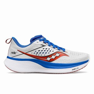 Men's Saucony Ride 17 Running Shoes White / Deep Blue | UAE S13675-C12