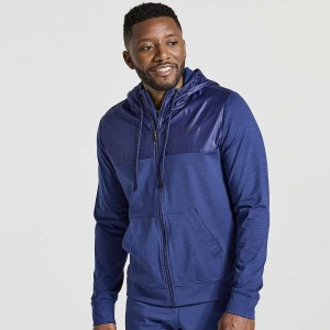 Men's Saucony Solstice Zip Hoody Tops Navy | UAE S16285-Z34