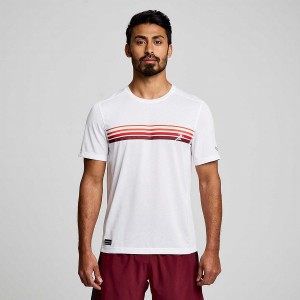 Men's Saucony Stopwatch Graphic Short Sleeve T Shirts White | UAE S30625-L50