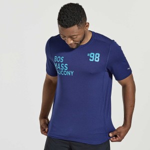 Men's Saucony Stopwatch Graphic Short Sleeve T Shirts Navy | UAE S61982-E91