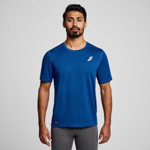 Men's Saucony Stopwatch Graphic Short Sleeve T Shirts Indigo | UAE S65874-R70