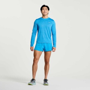 Men's Saucony Stopwatch Long Sleeve T Shirts AZURE | UAE S37468-X96