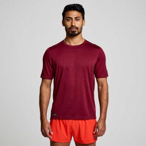 Men's Saucony Stopwatch Short Sleeve T Shirts Red | UAE S02143-L46