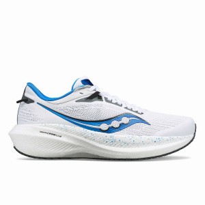 Men's Saucony Triumph 21 Running Shoes White / Deep Blue | UAE S63987-N43