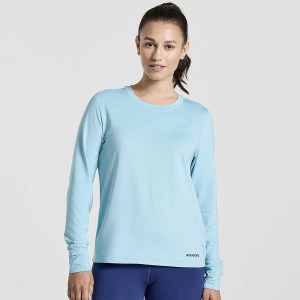 Women's Saucony Boulder Baselayer Tops Blue | UAE S23870-B78