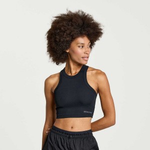 Women's Saucony Elevate Crop Tops Black | UAE S28715-S79