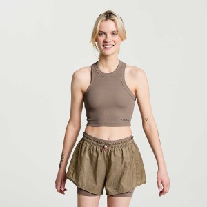 Women's Saucony Elevate Crop Tops Brown | UAE S56942-A74