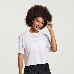 Women's Saucony Elevate Short Sleeve T Shirts White | UAE S69130-T87