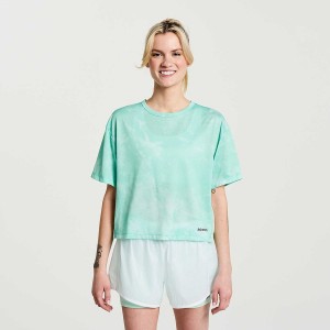 Women's Saucony Elevate Short Sleeve T Shirts Turquoise | UAE S81250-U67