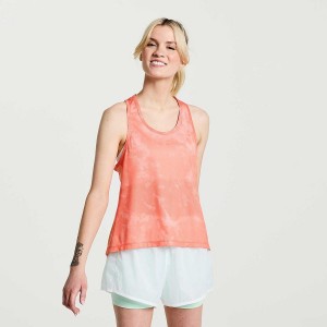 Women's Saucony Elevate Tank Top Orange | UAE S96318-G82