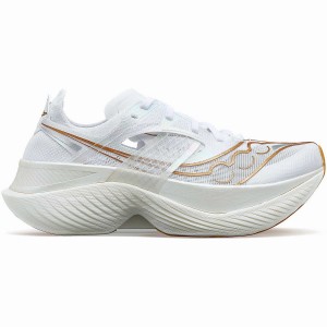 Women's Saucony Endorphin Elite Running Shoes White / Gold | UAE S37415-K86