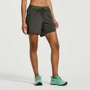 Women's Saucony Explorer Utility 6" Shorts Dark Green | UAE S15240-M74