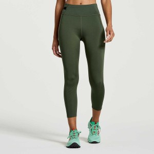 Women's Saucony Explorer Utility Crop Tight Dark Green | UAE S10426-B61