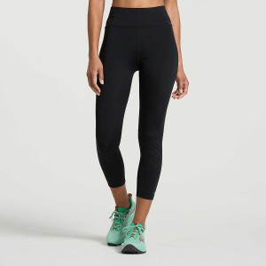 Women's Saucony Explorer Utility Crop Tight Black | UAE S26983-N20