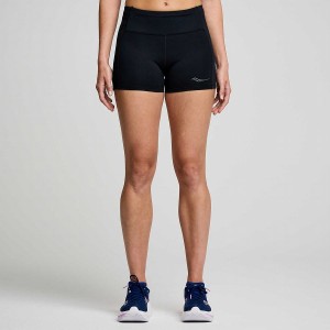 Women's Saucony Fortify 3" Hot Shorts Black | UAE S39601-T35